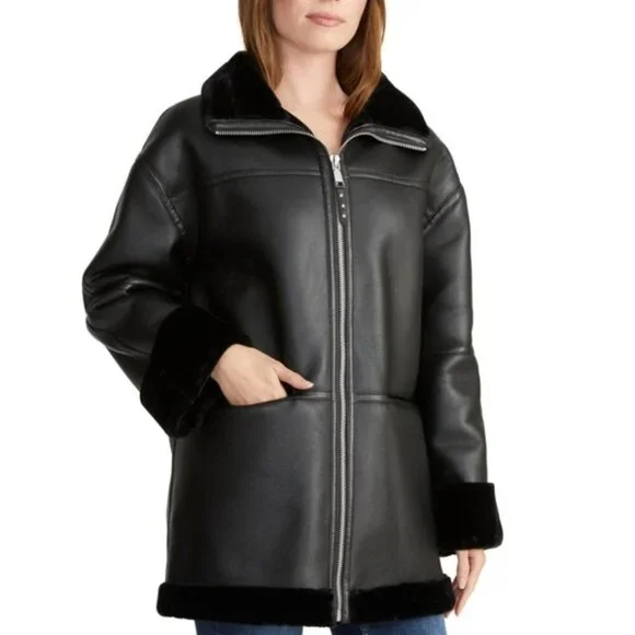 Rebecca Minkoff Ladies' Faux Leather Car Coat - Picture 3 of 10